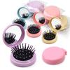 Portable Circular Pocket Comb with Mirror, Hair Styling, Folding Mirror Comb, Plastic Air Cushion Massage Comb, Flip Type Foldin