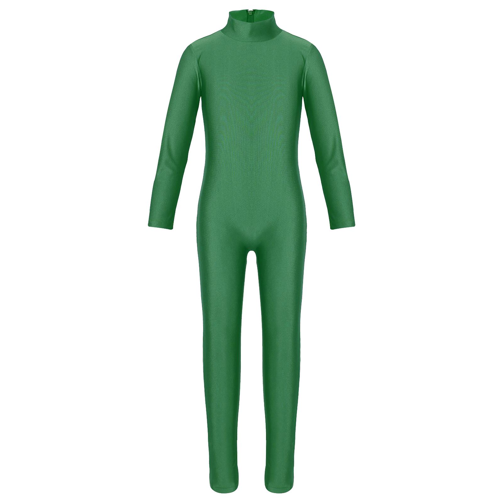 

Дитячий леотар з довгим рукавом на блискавці, трико для балету, гімнастичний костюм для виступів 9-10 Years зелений