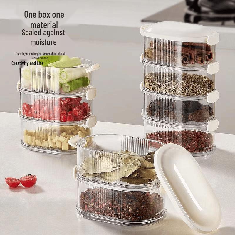 High-End Kitchen Spice & Seasoning Airtight Storage Box with Sichuan Peppercorn and Star Anise Compartments