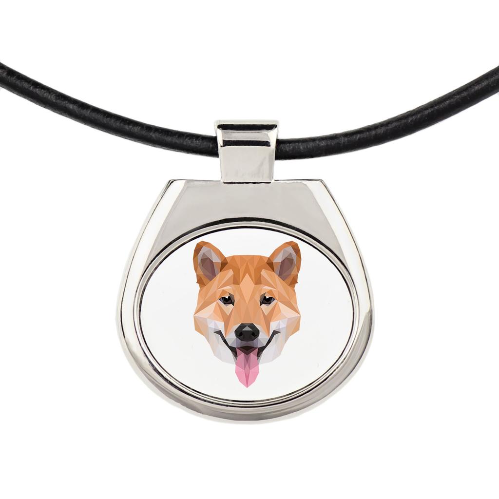 Shiba Inu, Japanese Small Size Dog, Japanese Brushwood Dog – Necklace with a geometric design and the inscription "Art-Dog" | Art-Dog
