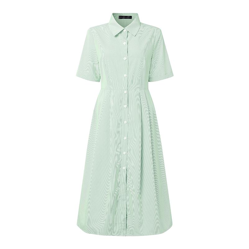 

ZANZEA Женское повседневное платье в полоску с отложным воротником, свободное, с коротким рукавом M зелёный