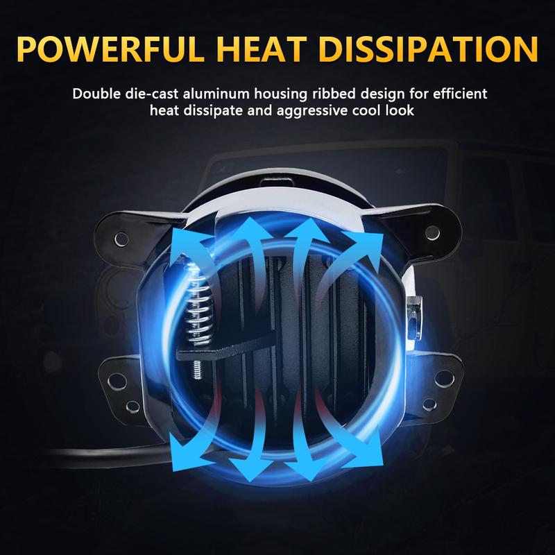 4 Inch LED Fog Lights White Halo Ring Angel Eyes DRL Amber Turn Signal Lamp 40W Round Auxiliary Lights For Jeep Wrangler JK TJ