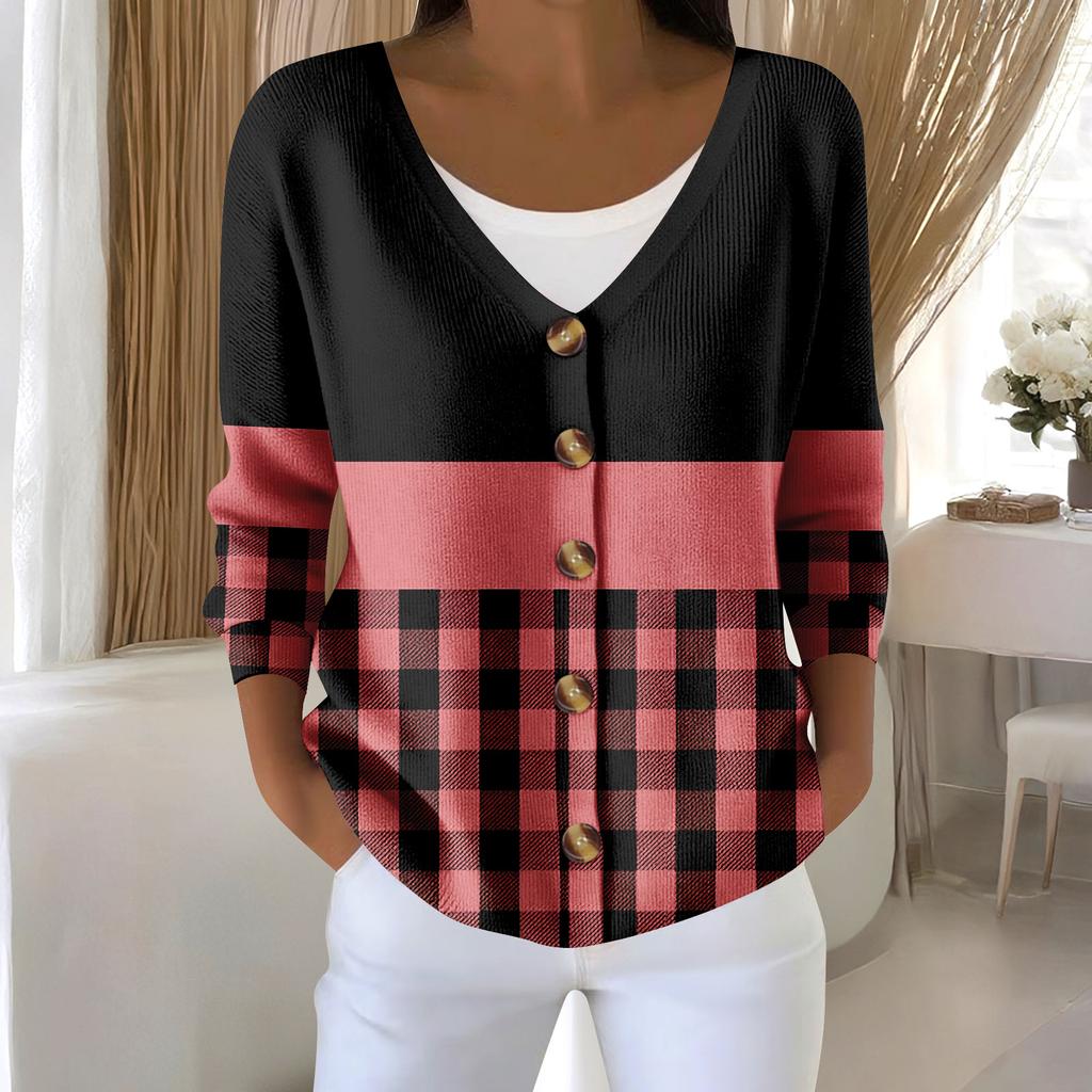 Moteriškos mados ilgomis rankovėmis kalėdinis sniego senelis snaigių rašto striukė megztinis