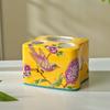Creative Painted Floral Bird Ceramic Toothbrush Holder Artistic Three-hole Couple Toothbrush Holder Bathroom Toothpaste Storage