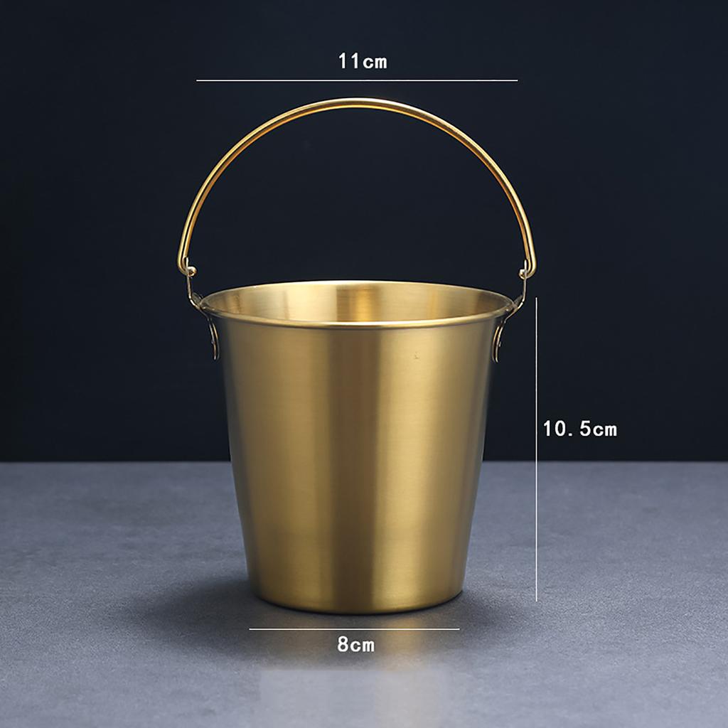 Mini Stainless Steel Pails Small Ice Bucket with Handle for Beverage Wine French Fries Chicken Wings Home Bars Parties