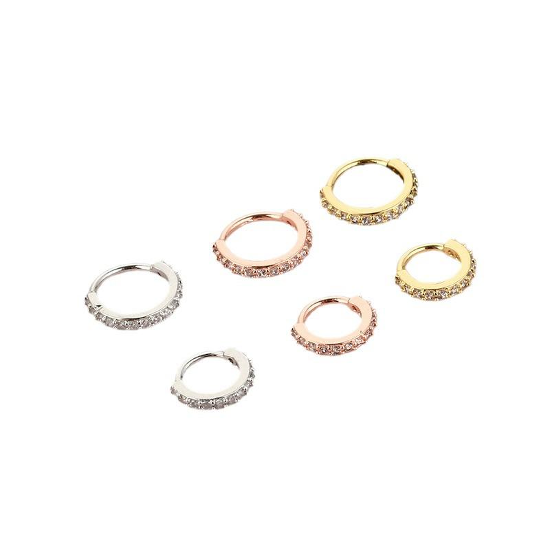 Trendy European-American Piercing Jewelry: Zircon-Copper Nose Rings, Earrings & Cartilage Studs