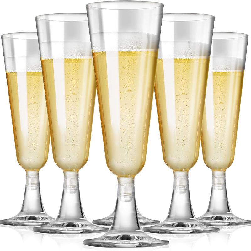 50pcs Disposable Plastic Champagne Glasses Cocktail High Footed Glasses Crystal Glasses Imitation Glass Wedding Party Supplies