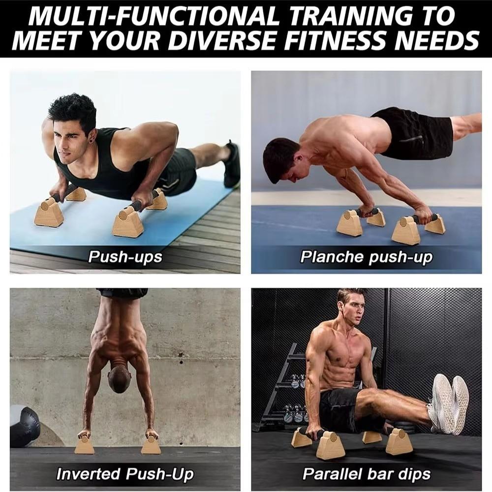 1 Pair Non-slip Parallettes Bars Multipurpose Push-up Stand Wooden Push Up Bar  Home Workout