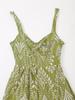 2025 Summer Women's European and American Style Hollow-out Embroidery Midi Dress with Spaghetti Straps