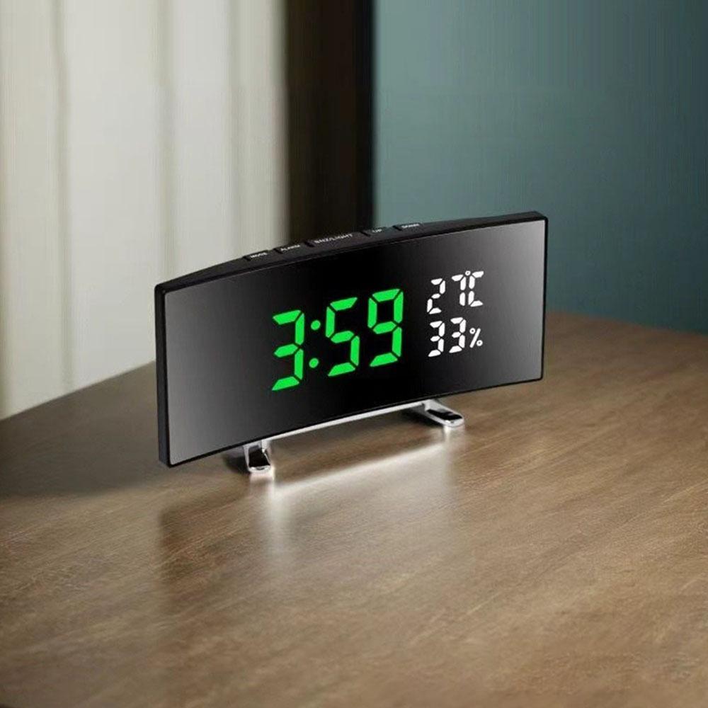 Curved Screen Digital Alarm Clock Large Table Clock Multi-function Desk Clock Table Use