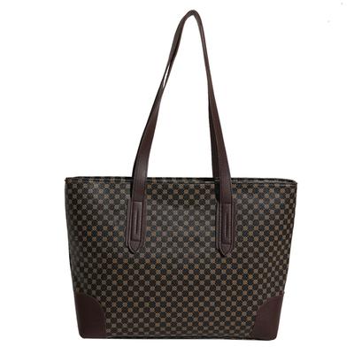 Women Shoulder Bag Large Capacity Special Printing PU Leather Handbag for Travel Use Brown Free Size