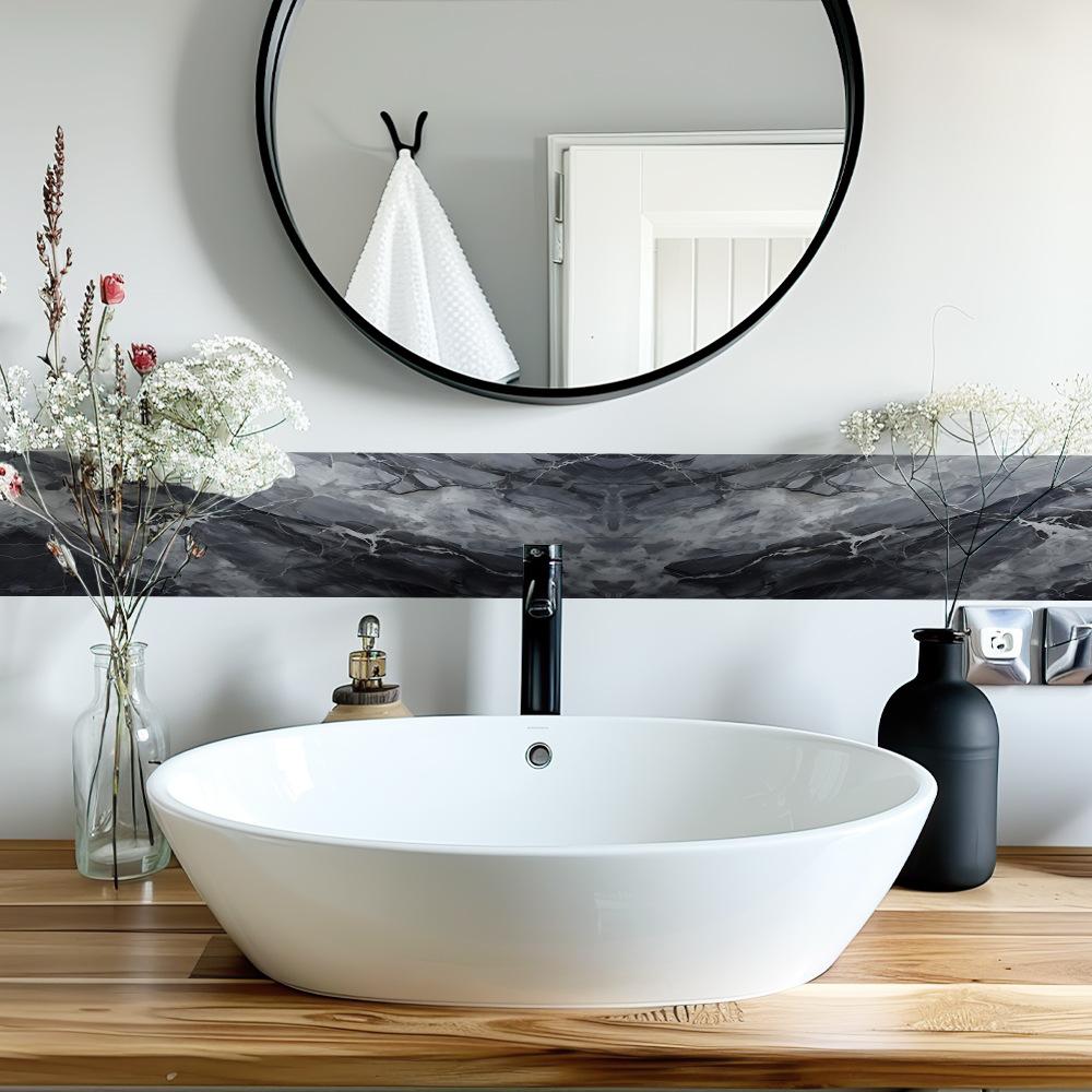 Marble-patterned Waistline Stickers for Bathroom Living Room Entrance Hall Home Wall Beautification and Decoration