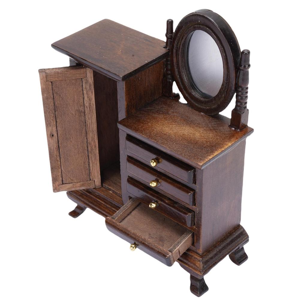 1:16 Puppenhaus Miniatur Schminktisch Holz Dekorativ Vintage Puppenhaus Schminktisch
