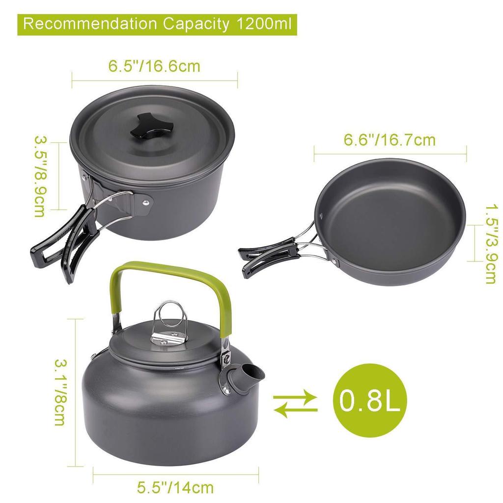 Outdoor Camping Cookware Set: Portable Teapot & Folding Cutlery