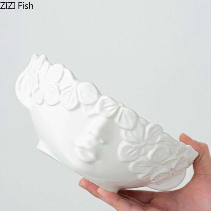 Girl Sculpture Fruit Bowl Creative White Storage Tray Dessert Plate Fruits Plate Living Room Coffee Table Household Fruit Tray