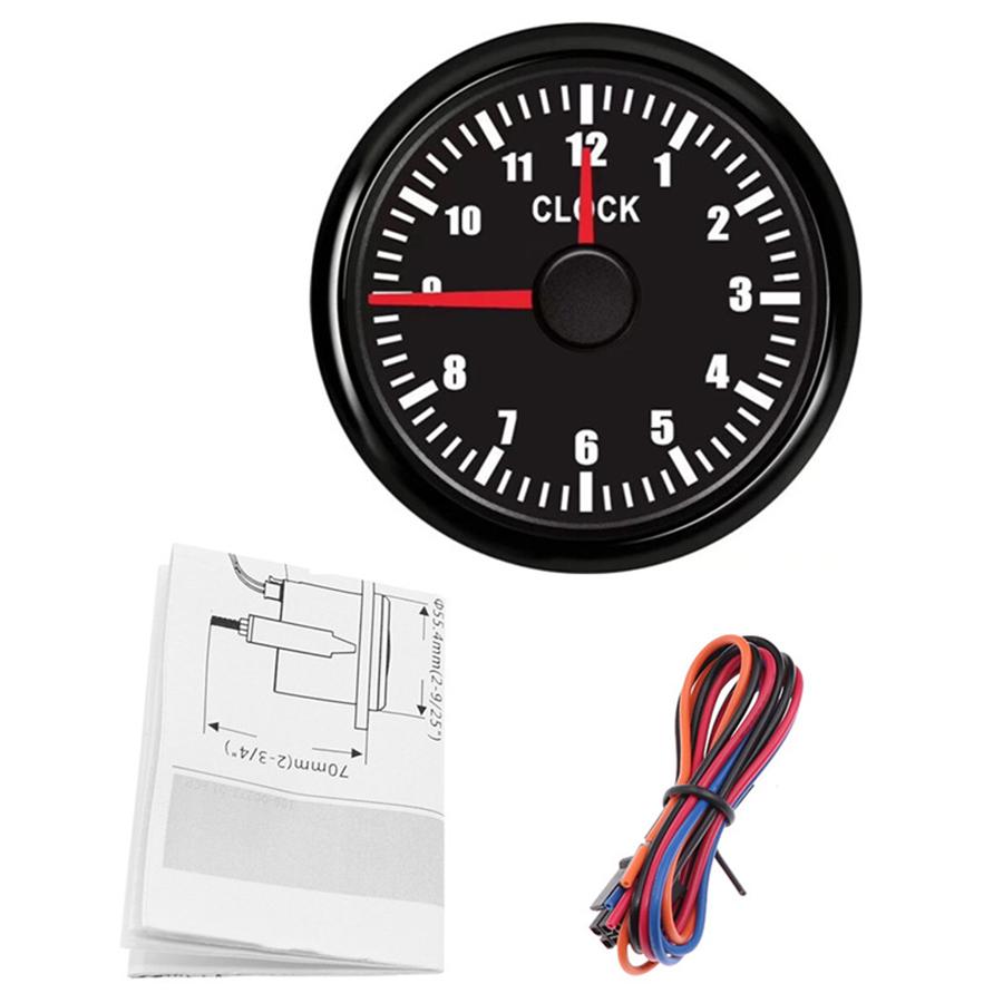 

52mm 2 Clock Gauge 12 Hours Meter Red Backlight For Car Truck Boat Yacht Black
