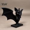 Spooky Home Decoration 3D Printed Bat Figurine, Gothic Black Sculpture, Small Shelf Accents Tabletop Ornament for Halloween Desk Figurine