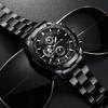 Business Fashion Three-Eye Mixed Scale Dial Quartz Steel Strap Watch