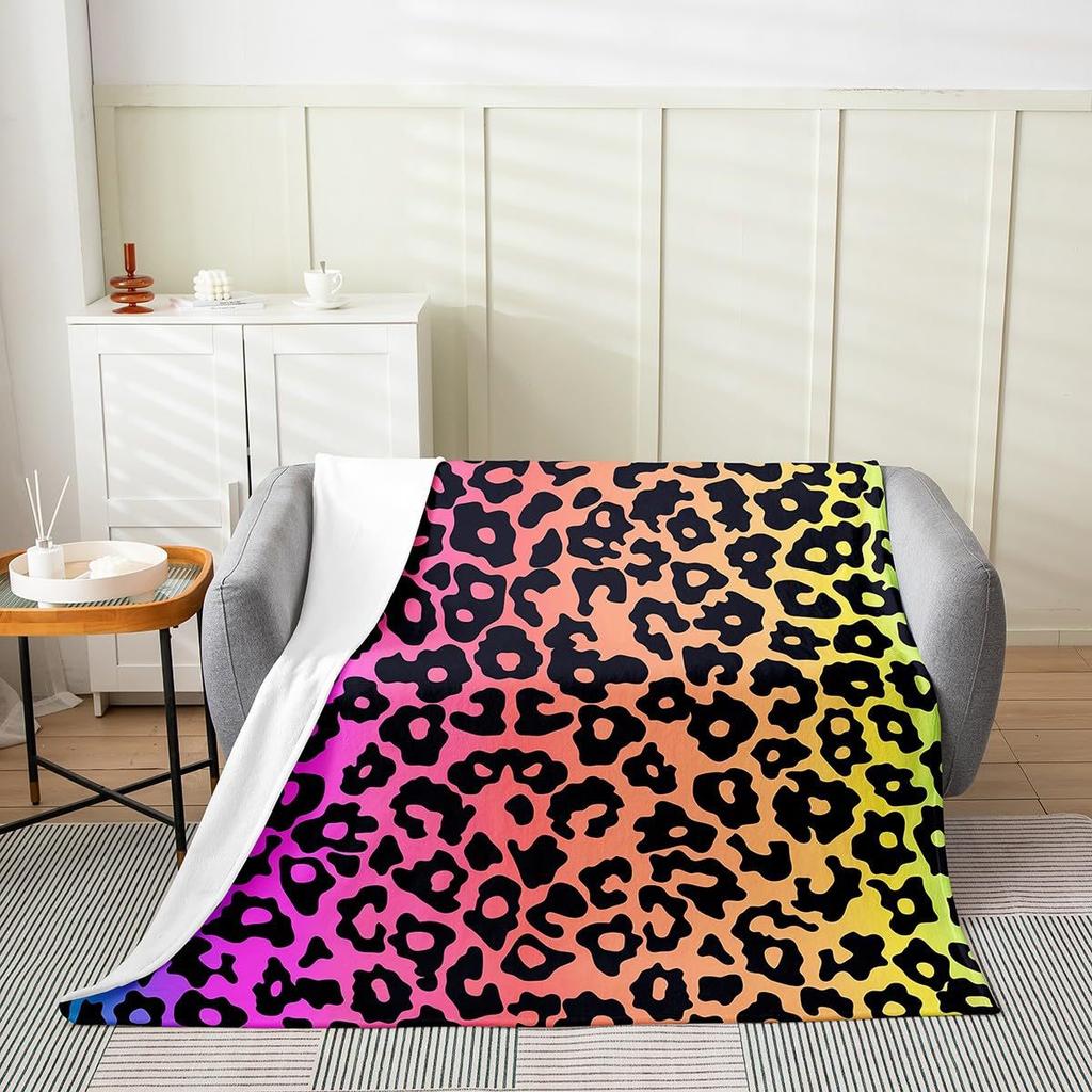 Farbe Leopardenmuster Digitaldruck Decke Damen Erwachsene Flanelldecke Wildleder-Muster Bett Sofa Decke