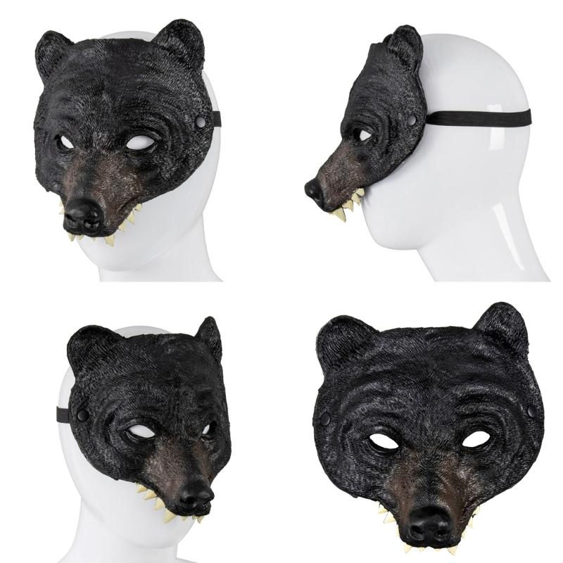 Realistic Bear Masquerades Mask Animal Head Half Face Mask for Halloween and Carnivals Parties Animal Costume Accessory