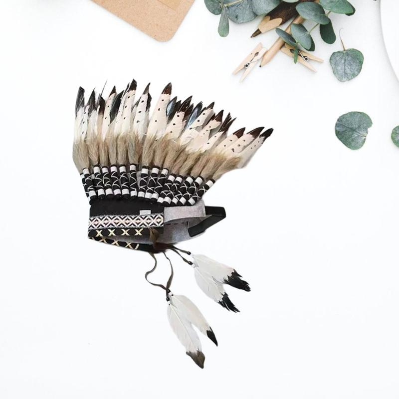 Indian Hairband Carnivals Party Feather Headband Adult Cosplay Hairhoop Ethnic Feather Hairband