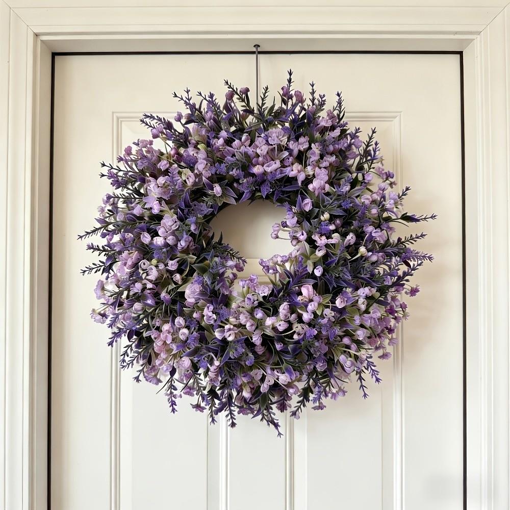Lifelike Artificial Lavender Wreath Vivid Colors Fake Flower Wreath Spring Wreath  Wall Hanging