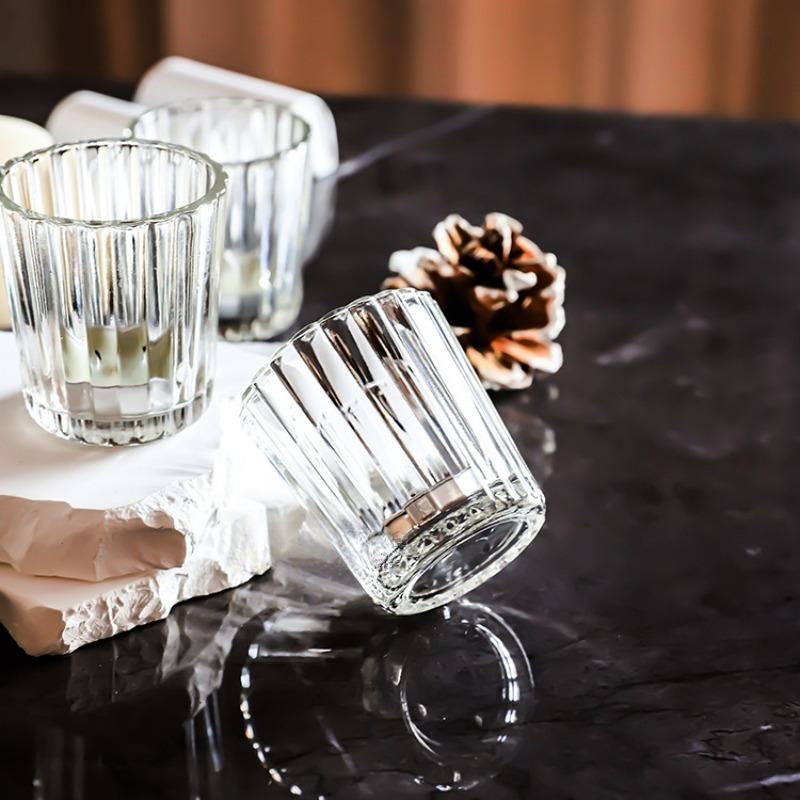 4 Pieces of Vertical Patterned Glass Small Cups Simple Design Drinking Cups Small Wine Glasses Small Glass Cups Outdoor Camping