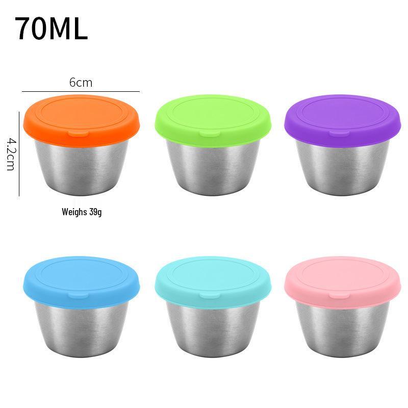 Portable Stainless Steel Sauce Cup with Leak-Proof Silicone Lid - Ideal for Outdoor Salads
