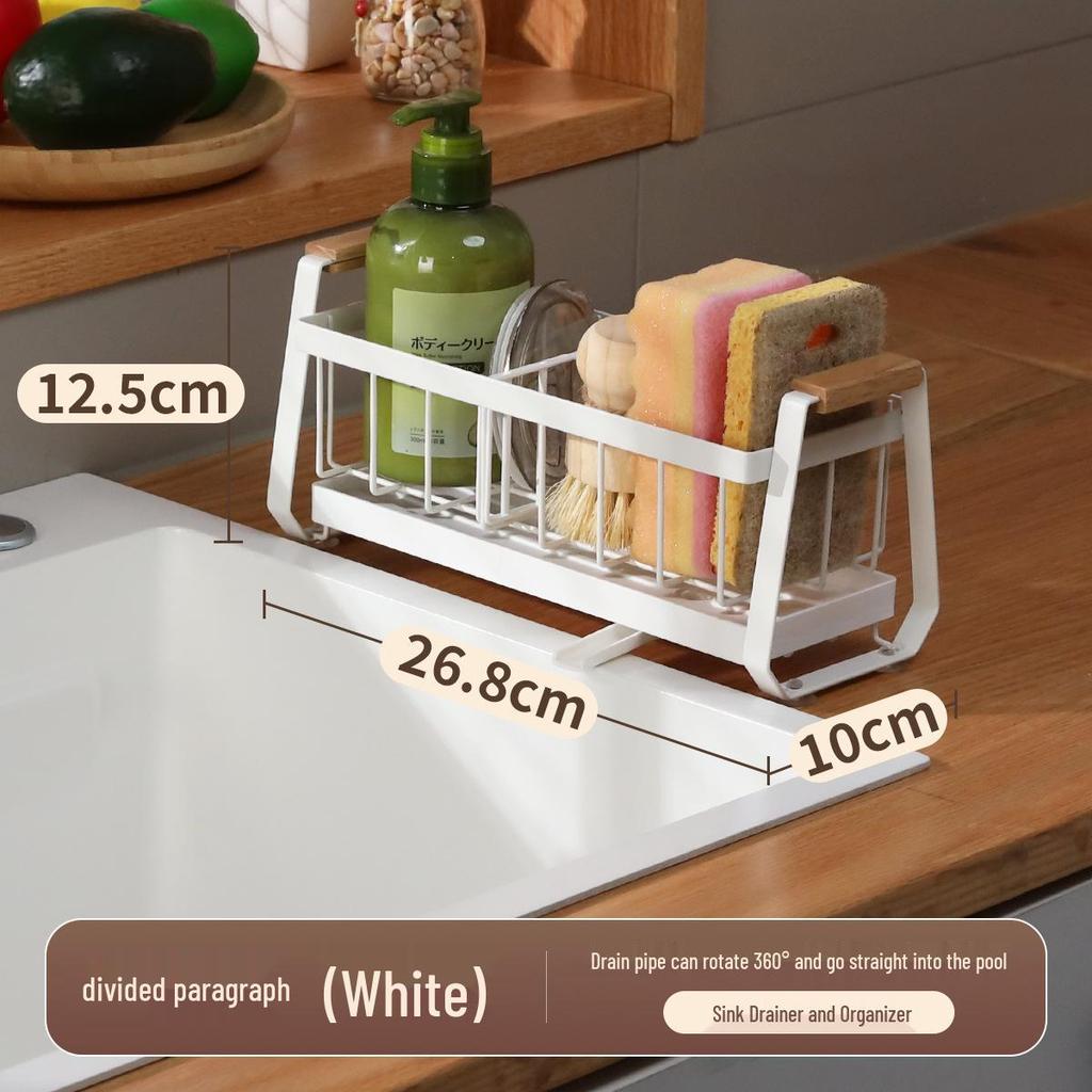 Countertop Kitchen Dish Rack with Sponge, Soap, and Brush Storage