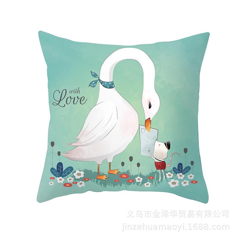 Cute Animal Cartoon Print Pillow Cover Shopee Home Supplies Car Sofa Cushion Cover