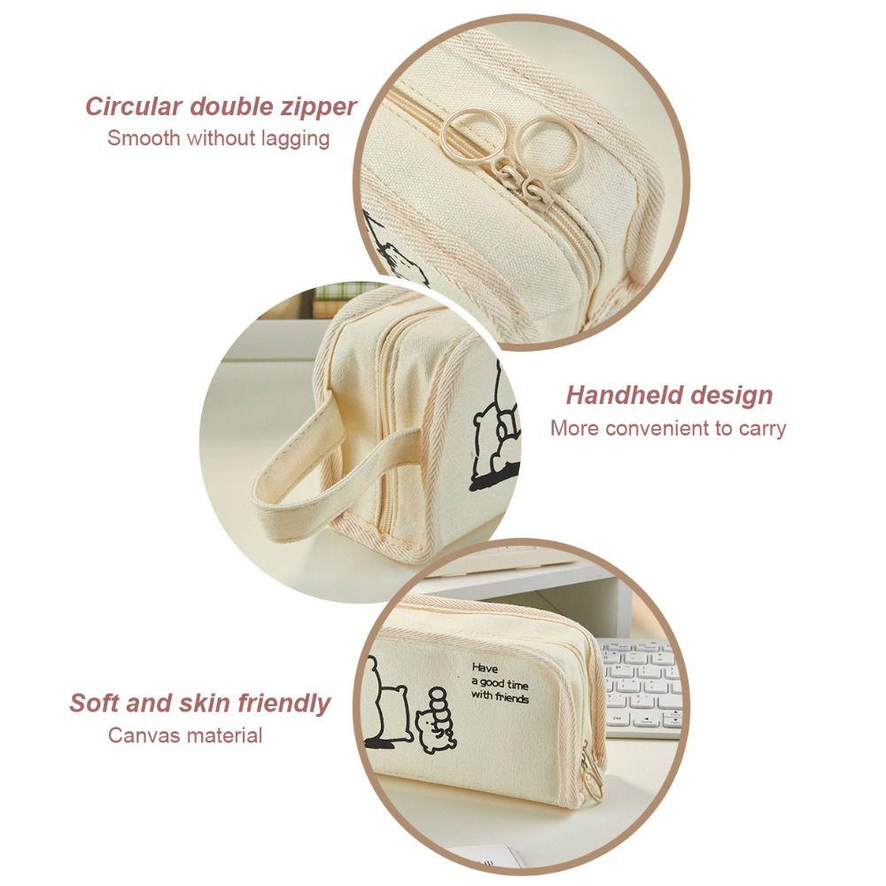 Canvas Stationery Bag Cartoon Cosmetic Bag New Pencil Case