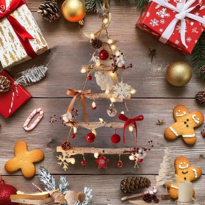 Hanging Wooden Christmas Decorations 1/5/7 Tiers, DIY Xmas Wall Decor for Indoor Outdoor, Window Home Door Ornament