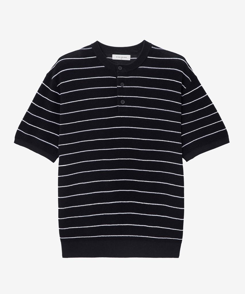 MINDBRIDGE [2Pack][On] Linen-Like Henley Neck Oversized Short Sleeve Knit - 5 Colors