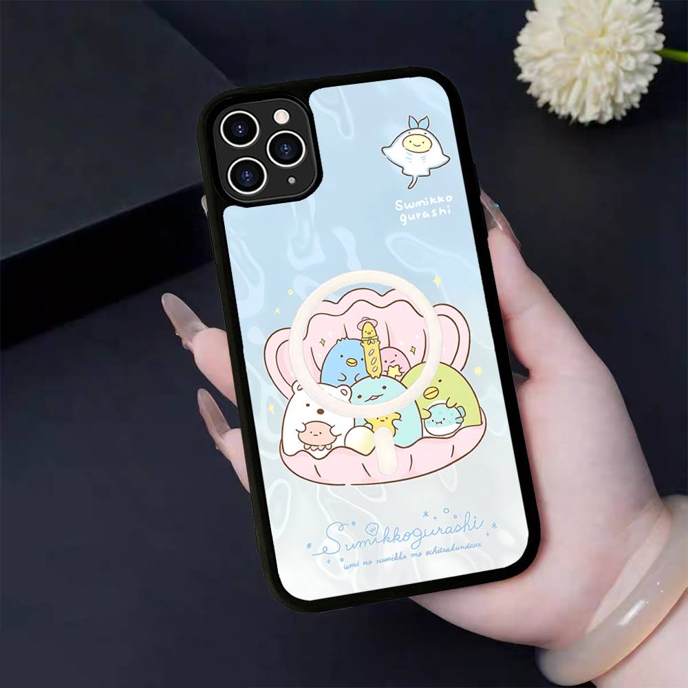 Cartoon S-sumikko Gurashi Magnetic Matte Phone Case For IPhone 16 17 15 14 13 12 11 For Magsafe Wireless Charge Cover