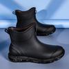 Black Short Men's Rain Shoes, Classic Dirt-resistant Wading Shoes, Fishing Shoes, Kitchen Function Short Water Boots