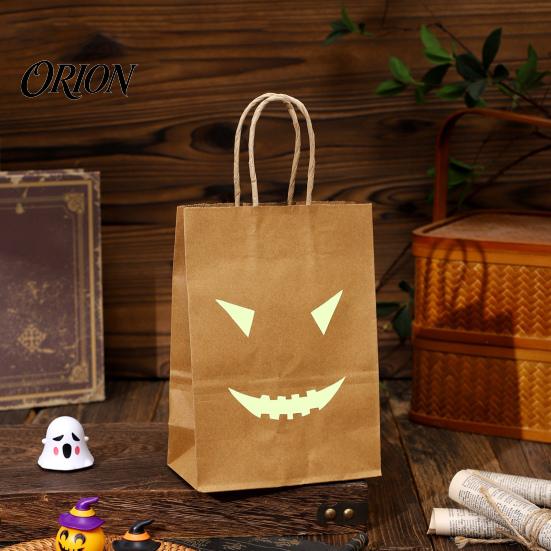 Night Glowing Holiday Bags Halloween Candy with Luminous Pumpkin Ghost Prints, Thickened Pattern Goodie Bag Paper Gift Bags, Trick or Treat