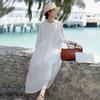 LYRIA Ramie White Dress Elegant Femme Spring Summer Double Layered Mid Length Dress for Women Y2K