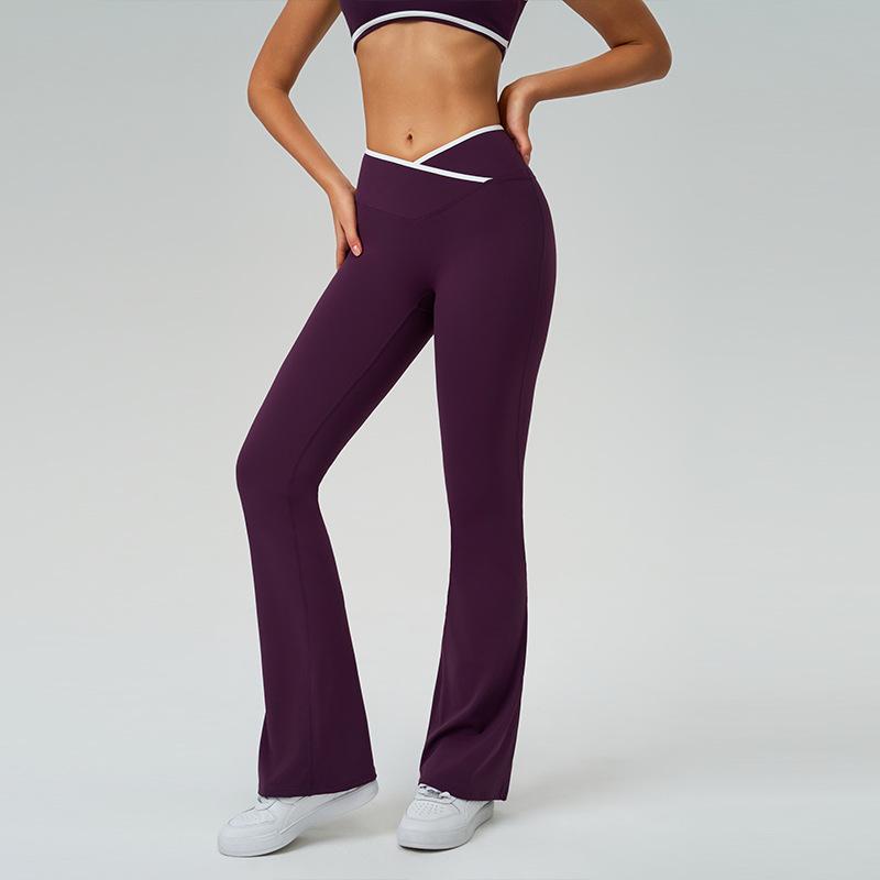 

Women s European & American High Waist Wide Leg Flare Yoga Pants Large