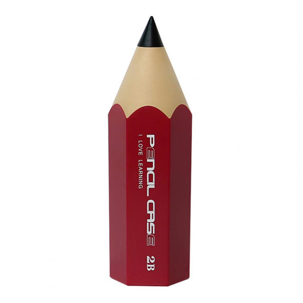 Pencil Shaped Storage Box Student Creative Pen Holder Desktop with Cover Dust-proof Stationery Pen Holder Makeup Brush Holder