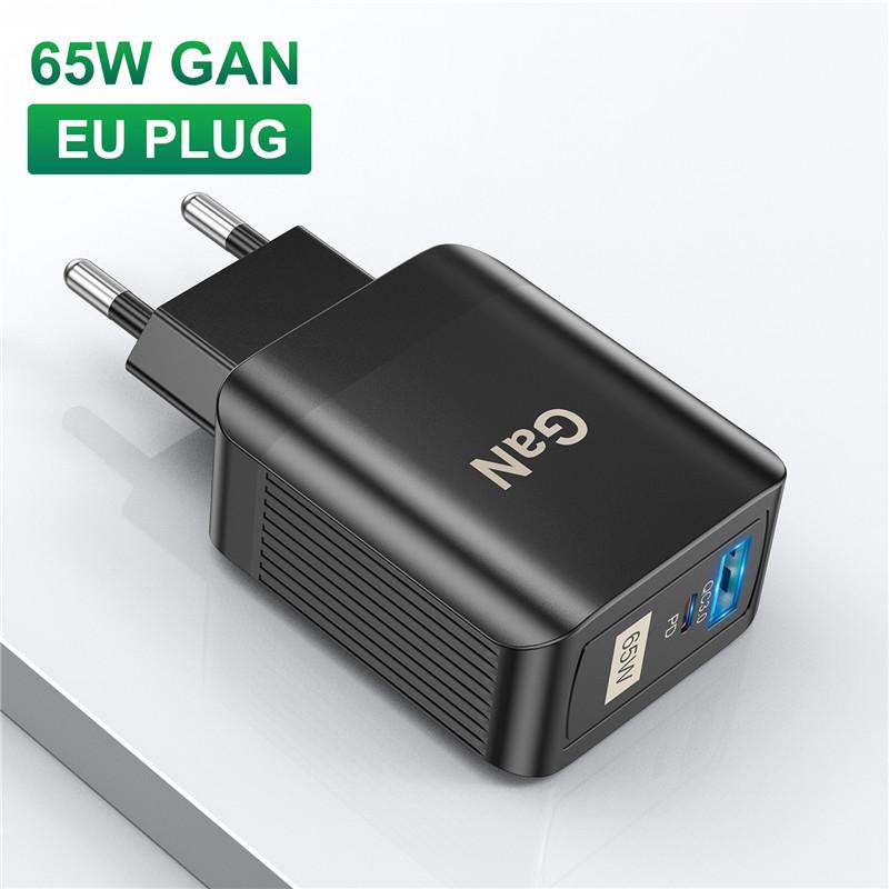 

65 Вт GaN UK EU US Plug быстрое зарядное устройство USB C зарядное устройство для ноутбука PD QC 3.0 Type C зарядное устройство быстрая зарядка для путешествий для iphone Xiaomi Black EU Plug