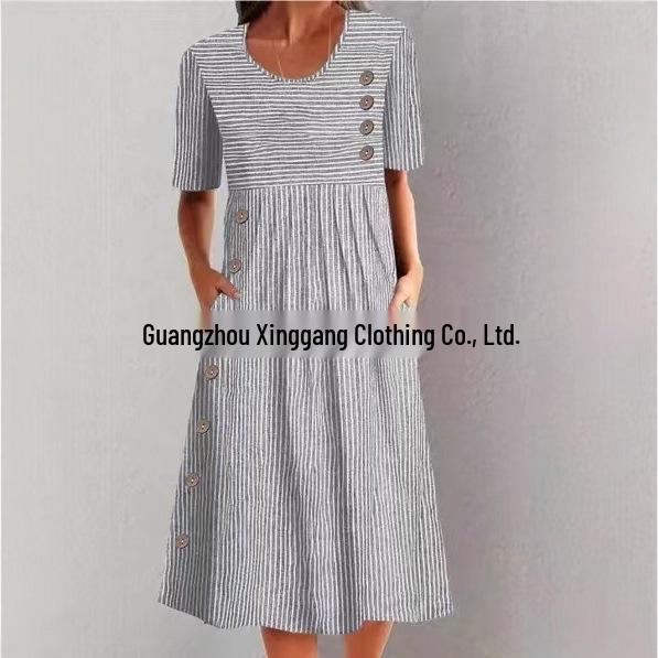 Plus-Size Printed Pocket Maxi Dress