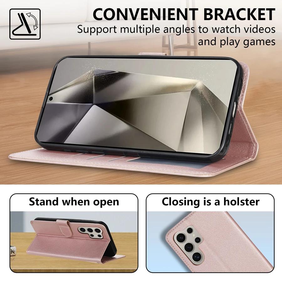Wallet With Card Slot Magnetic Flip Leather Case For Samsung Galaxy S25 FE S24 Ultra S23 S22 S21 S20 FE S10 Plus S9 Card Bag