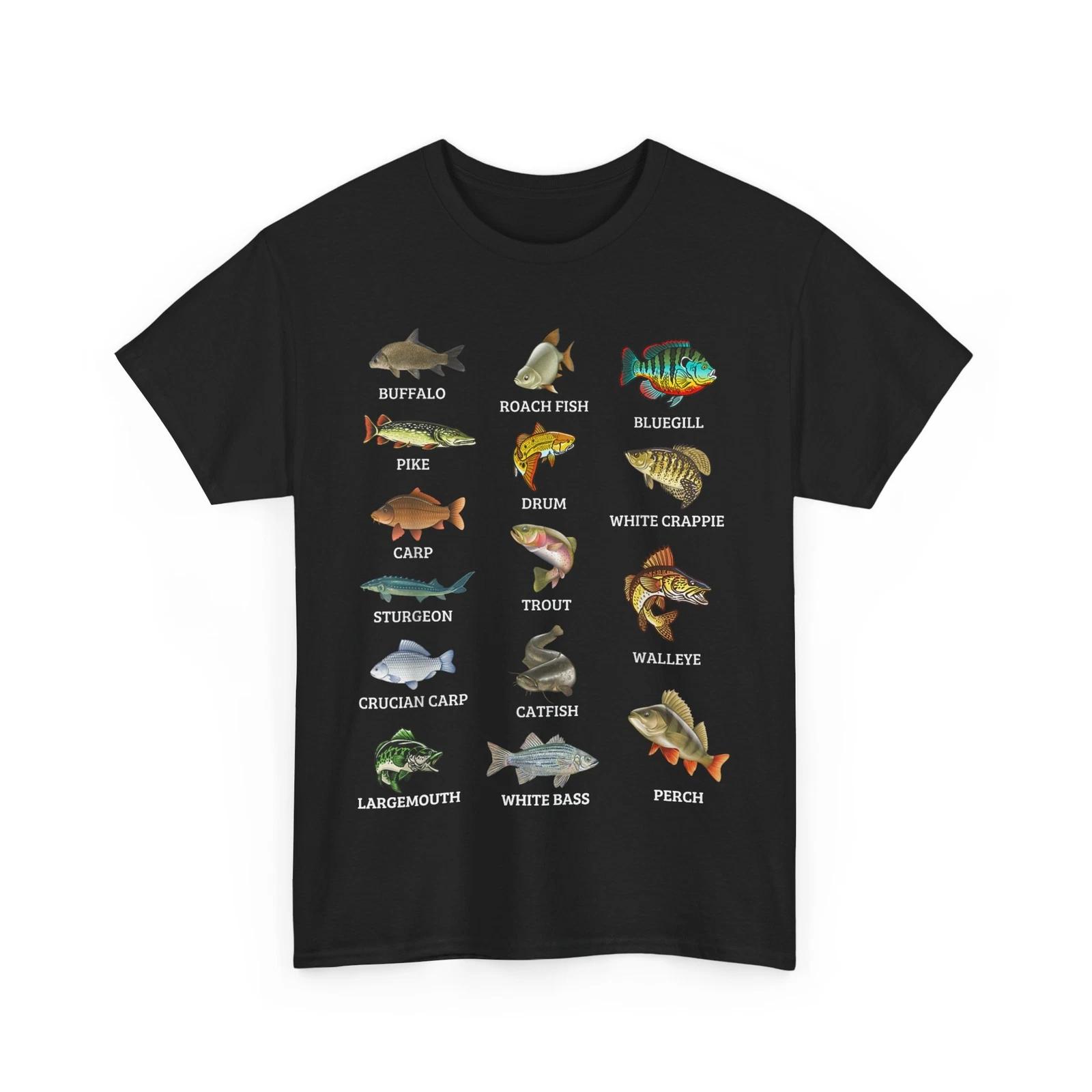Types of Freshwater Fish Species Shirt, Fishing Lovers Fisherman T shirt S