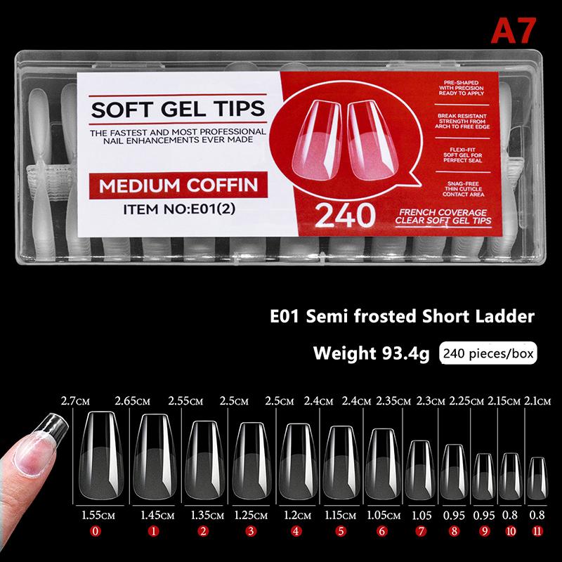 

240 шт. в коробке Прозрачные накладные типсы для ногтей Ультратонкие Накладные ногти с полным покрытием Ношение брони Инструменты для ногтей as the picture