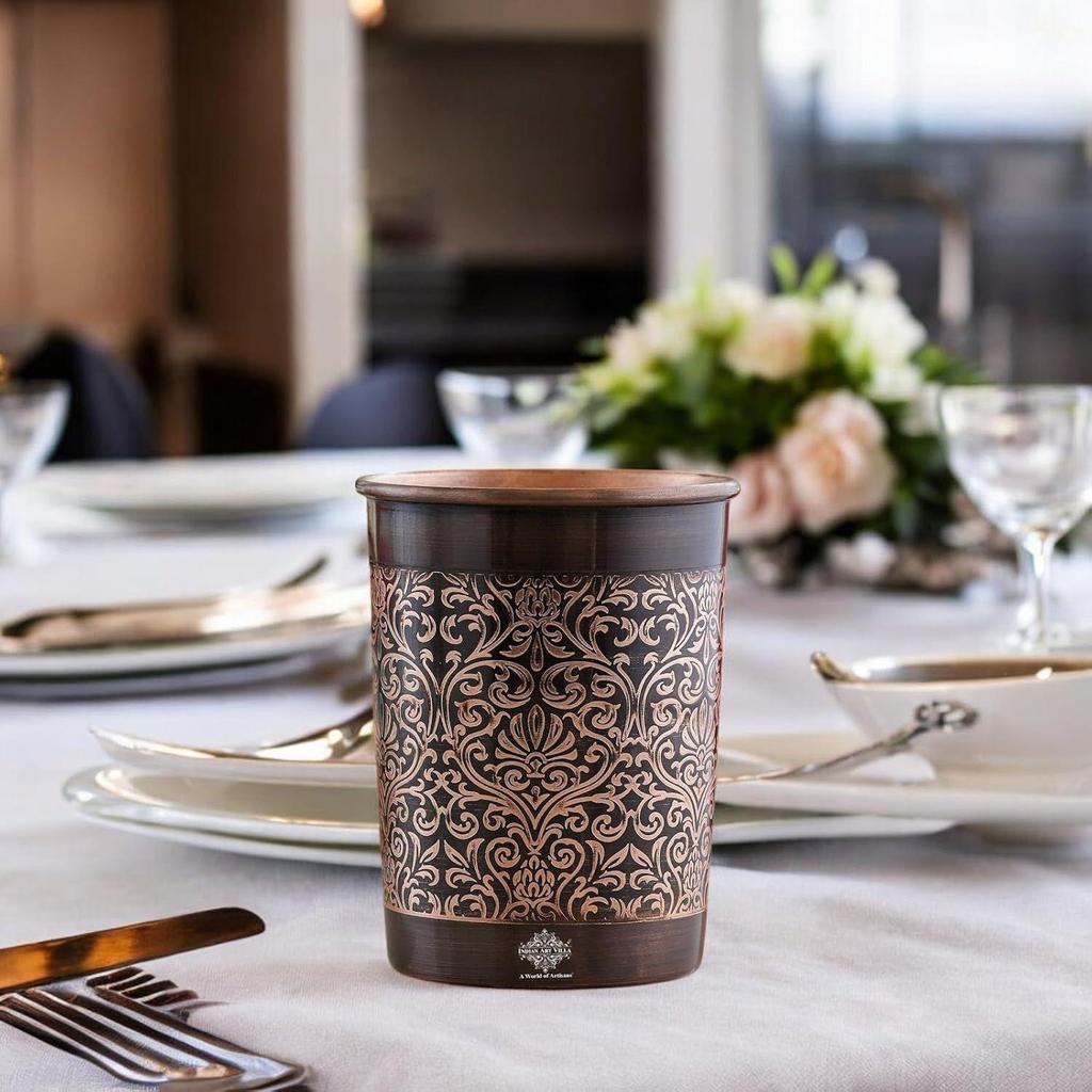 Glass – 275 ML, Ayurvedic Copper Drinkware for Daily Use, Elegant Handcrafted Water Glass for Home, Office, and Gifting, Set of 2
