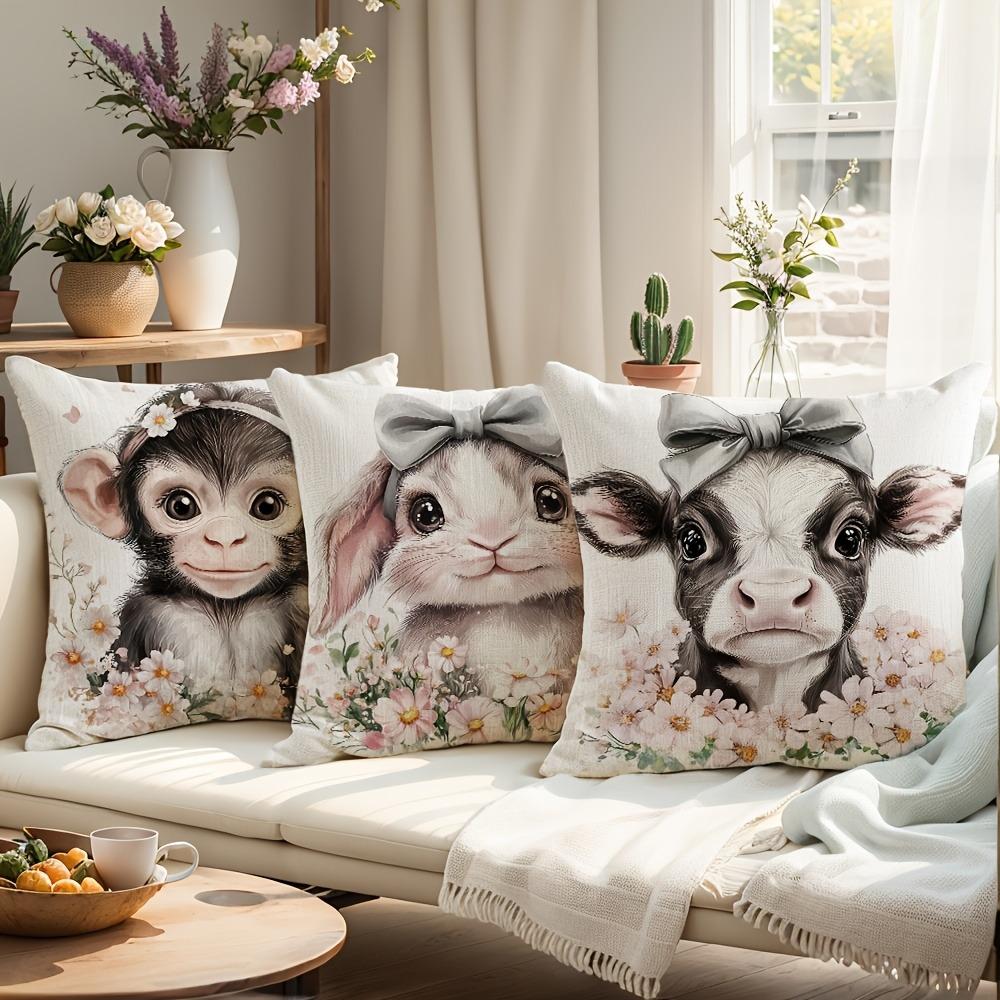 Adorable Pet - Floral Fusion Pillow CoversLiving Room Sofa Cushion Cover, Soft and Comfortable, Bedroom Room Decoration