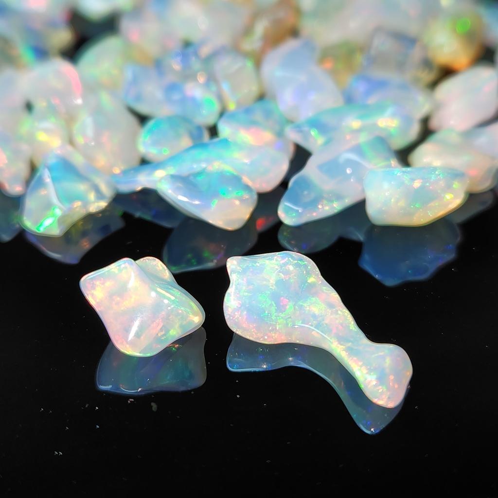 Polished White Uncut Opal Stone, Multi fire Opal, 7-15 MM Size Rough. Opal Rough Lot.