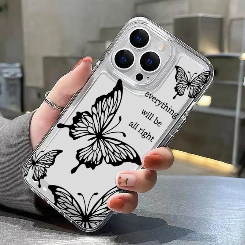 Sketching Butterfly Pattern Case For iPhone 17 Pro Max Coque iPhone 16 15 14 13 12 Pro Max 11 Clear TPU Silicone Soft Cover