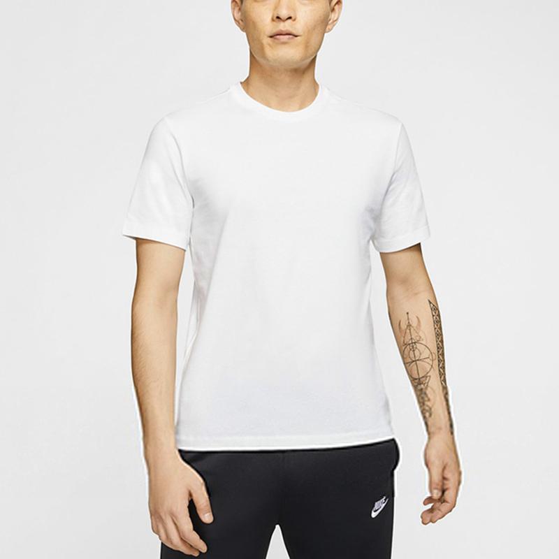 Nike Solid Color Crew Neck Sports Tee Men Tops White BQ2971-100