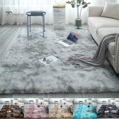 Puntos Soft Tie-Dye Carpet Floor Mat Fluffy Antiskid Area Rug Home Living Room Decor